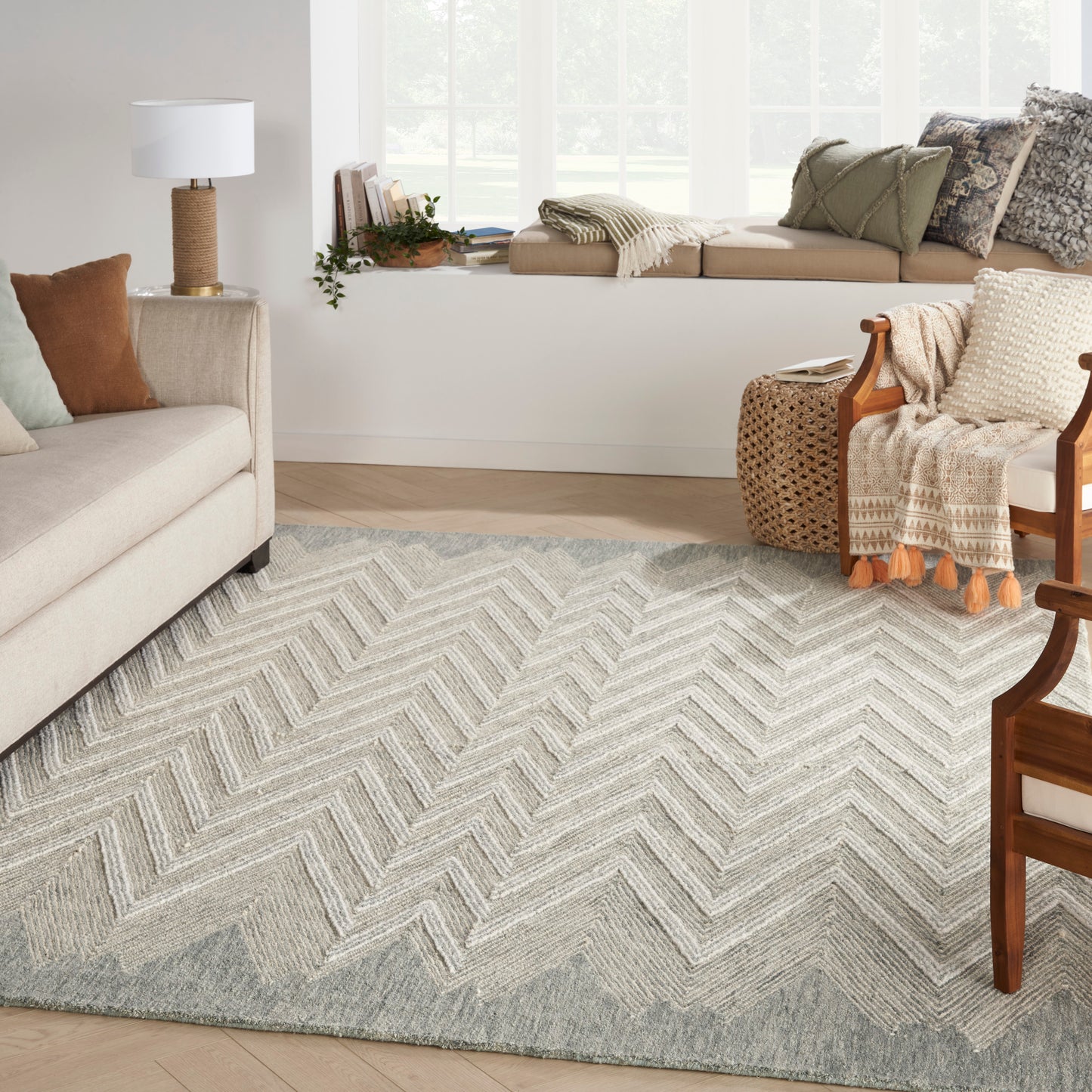 Nourison Interlock 8' x 10'6" Teal Modern Indoor Rug