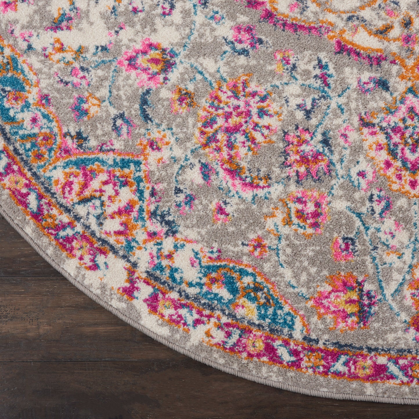 Nourison Passion 4' x Round Grey/Multi Transitional Indoor Rug