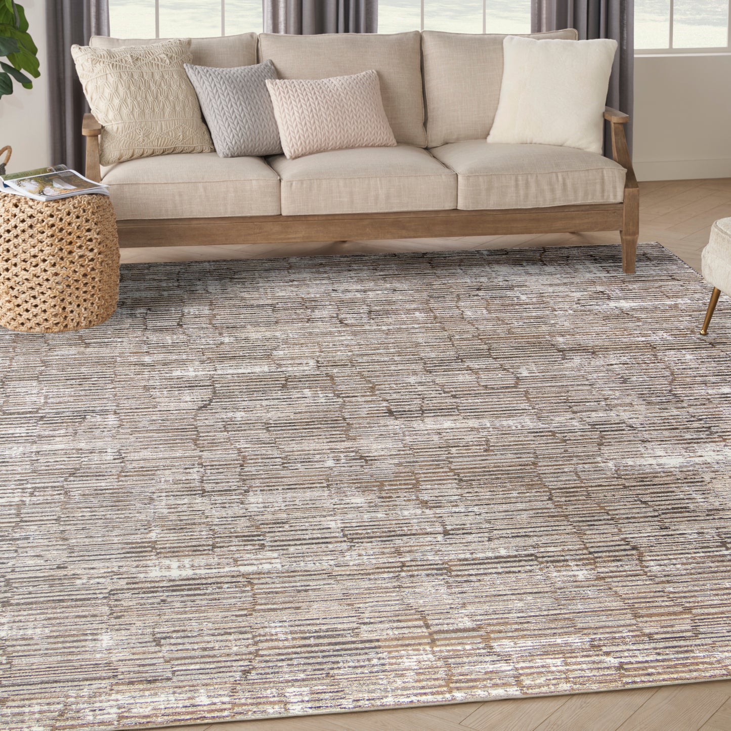 Nourison Sustainable Trends 7'10" x 9'10" Ivory Mocha Modern Indoor Rug