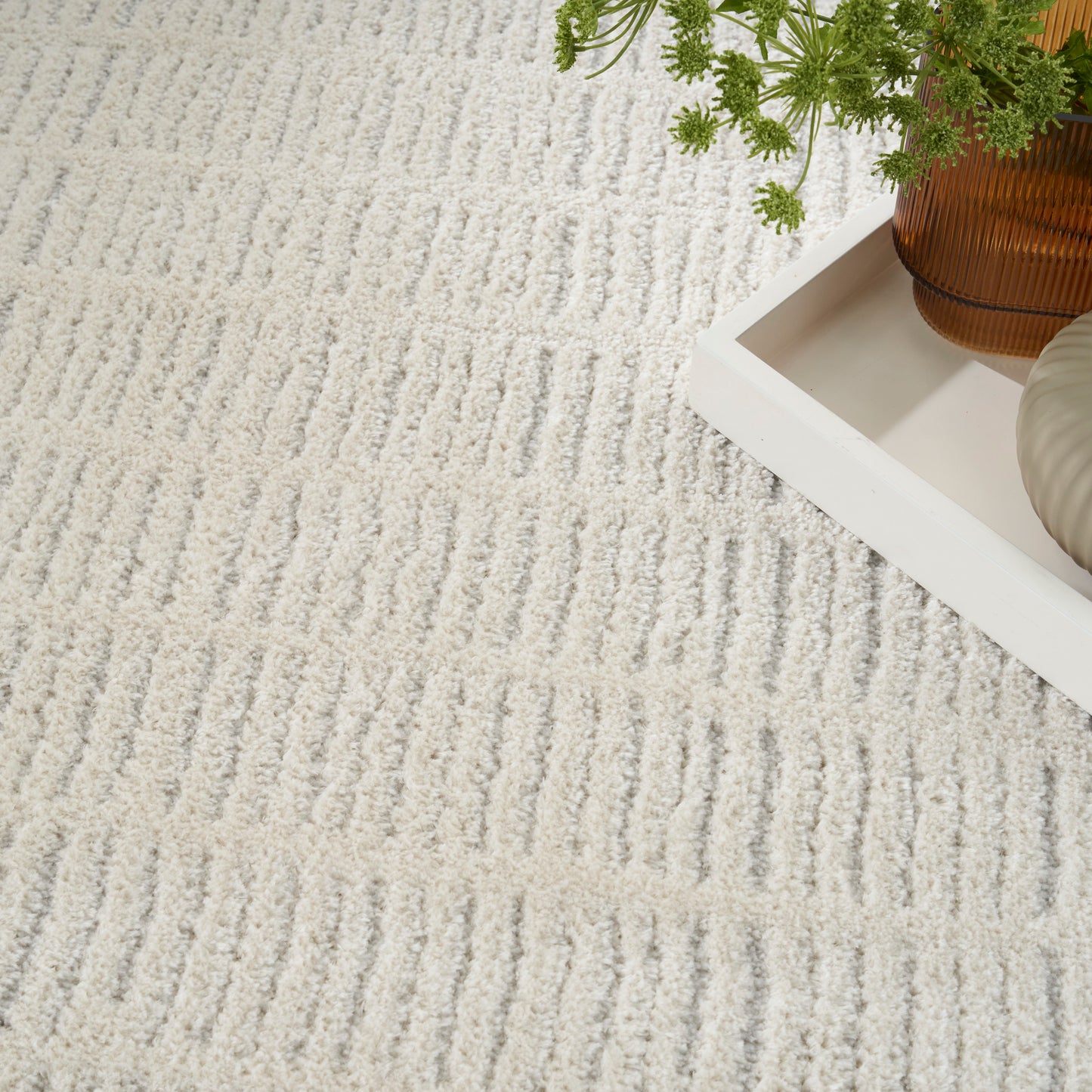 Nourison Modern Comfort 6'7" x 9' Ivory Grey Scandinavian Indoor Rug