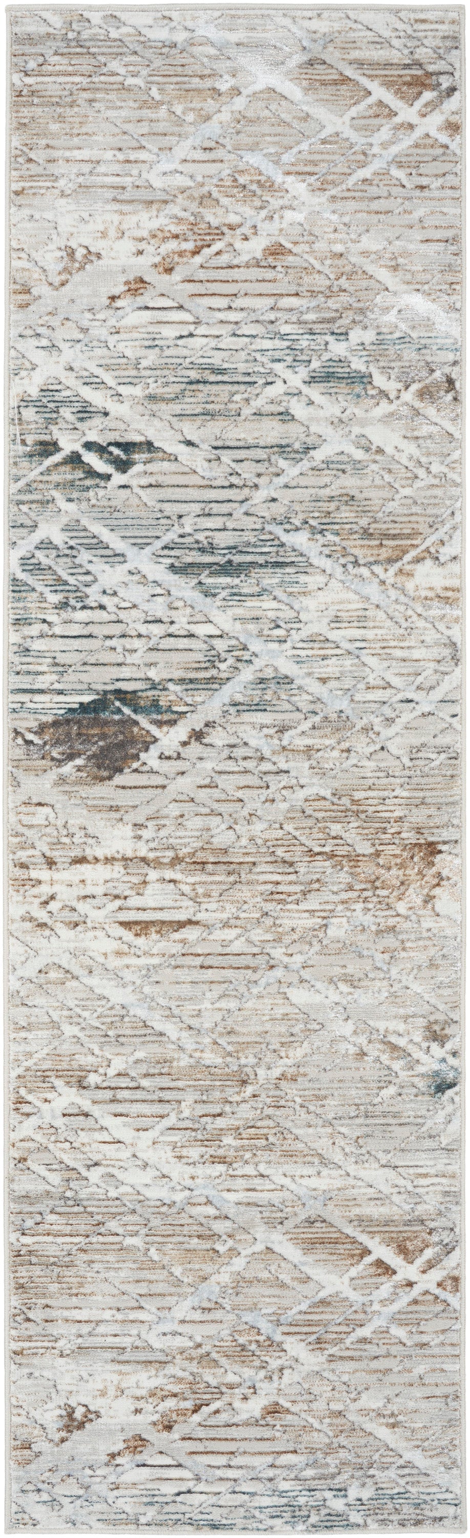 Nourison Glitz 2'3" x 7'6" Grey Multicolor Modern Indoor Rug