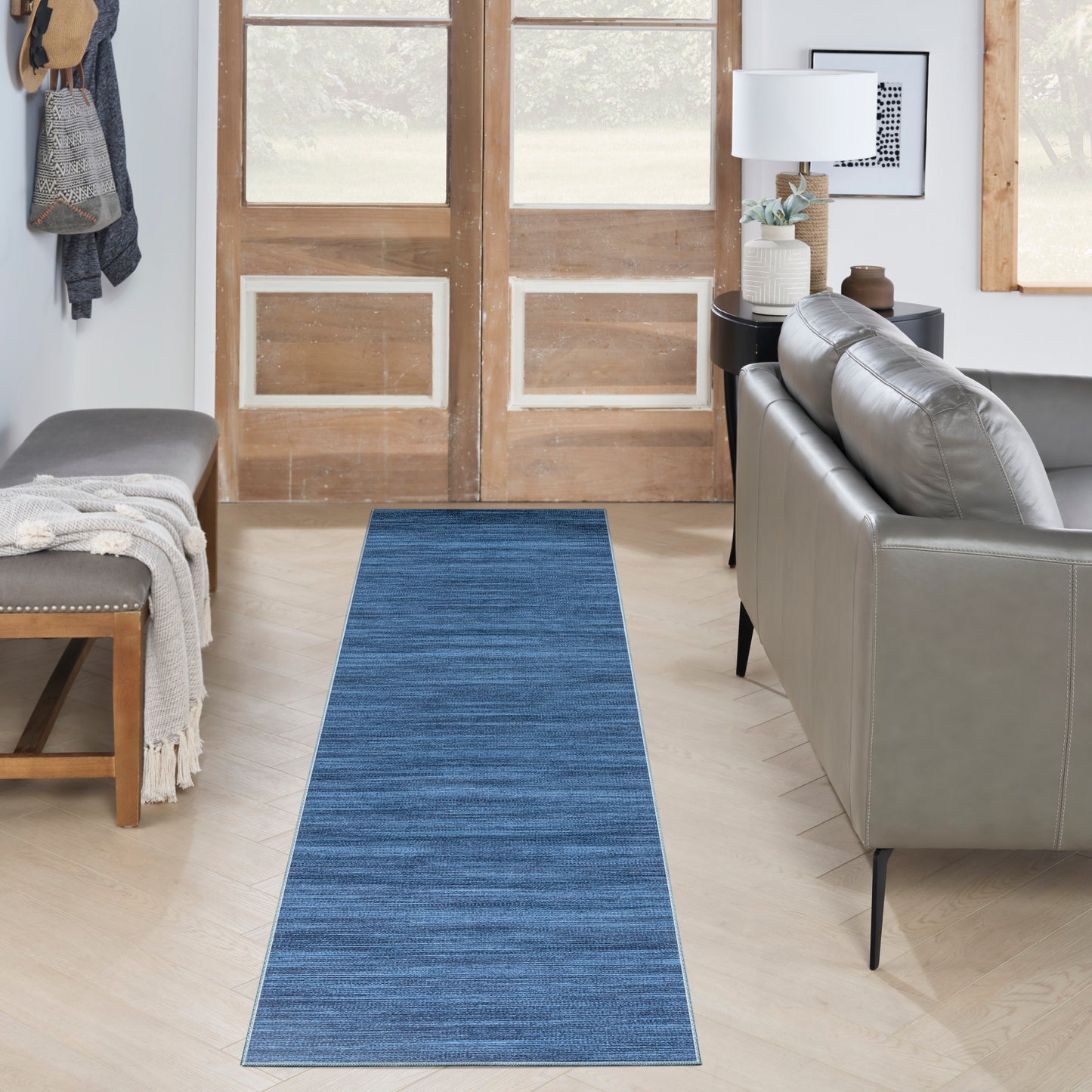 Nourison Nourison Washables 2'2" x 8' Blue Modern Indoor Rug