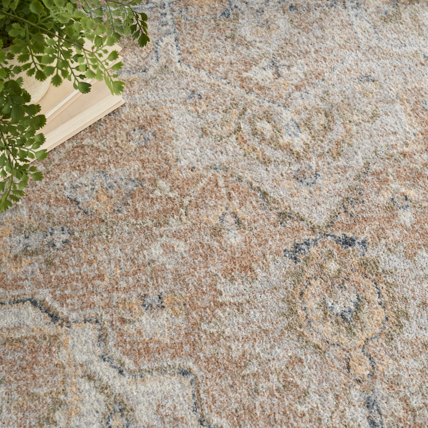 Nourison Astra Machine Washable 6'7" x 9' Beige Vintage Indoor Rug