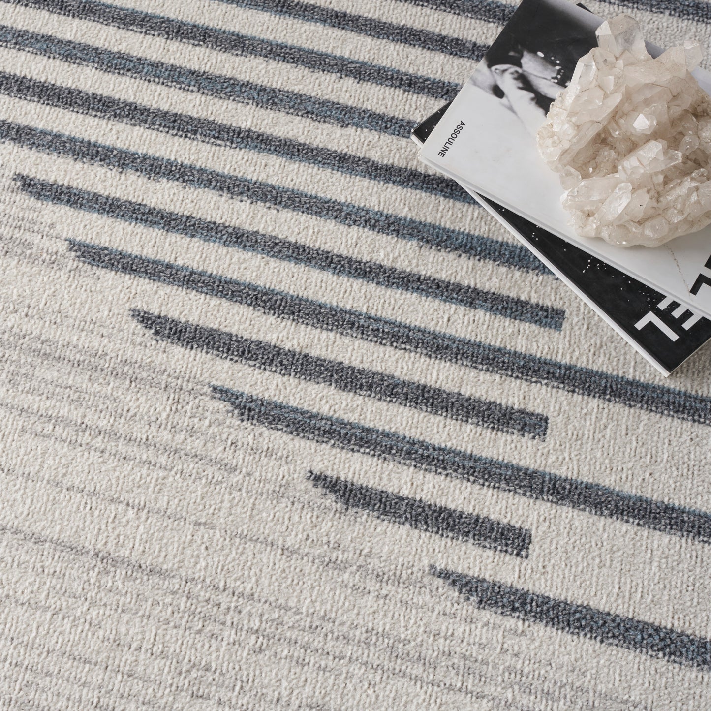 Nourison Astra Machine Washable 9' x 12' Ivory Blue Mid-Century Modern Indoor Rug