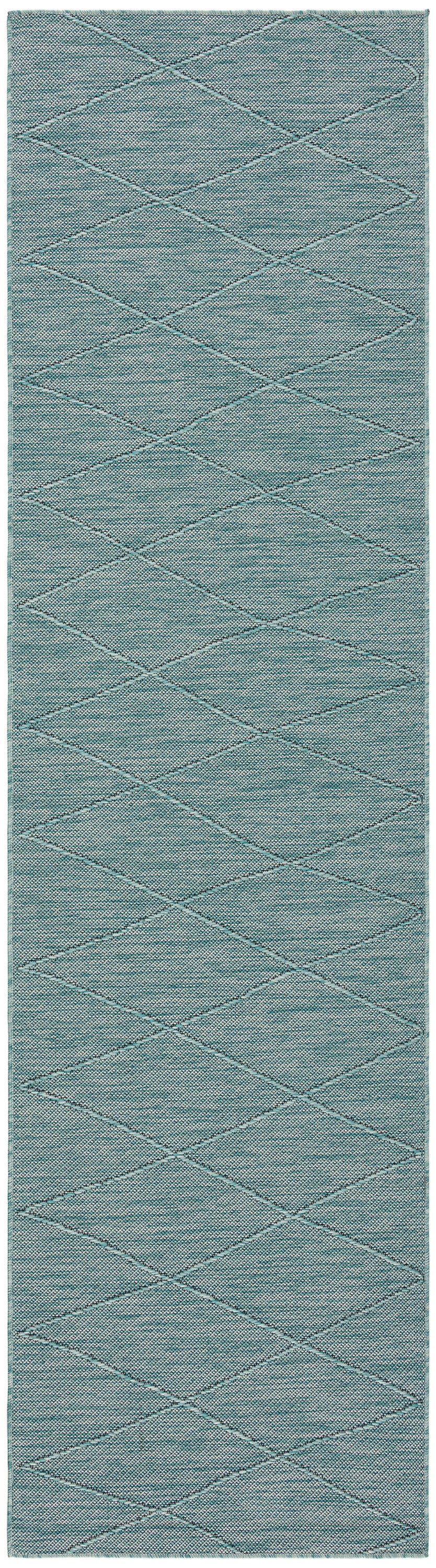 Nourison Washable Solutions 2'2" x 8' Aqua Modern Rug