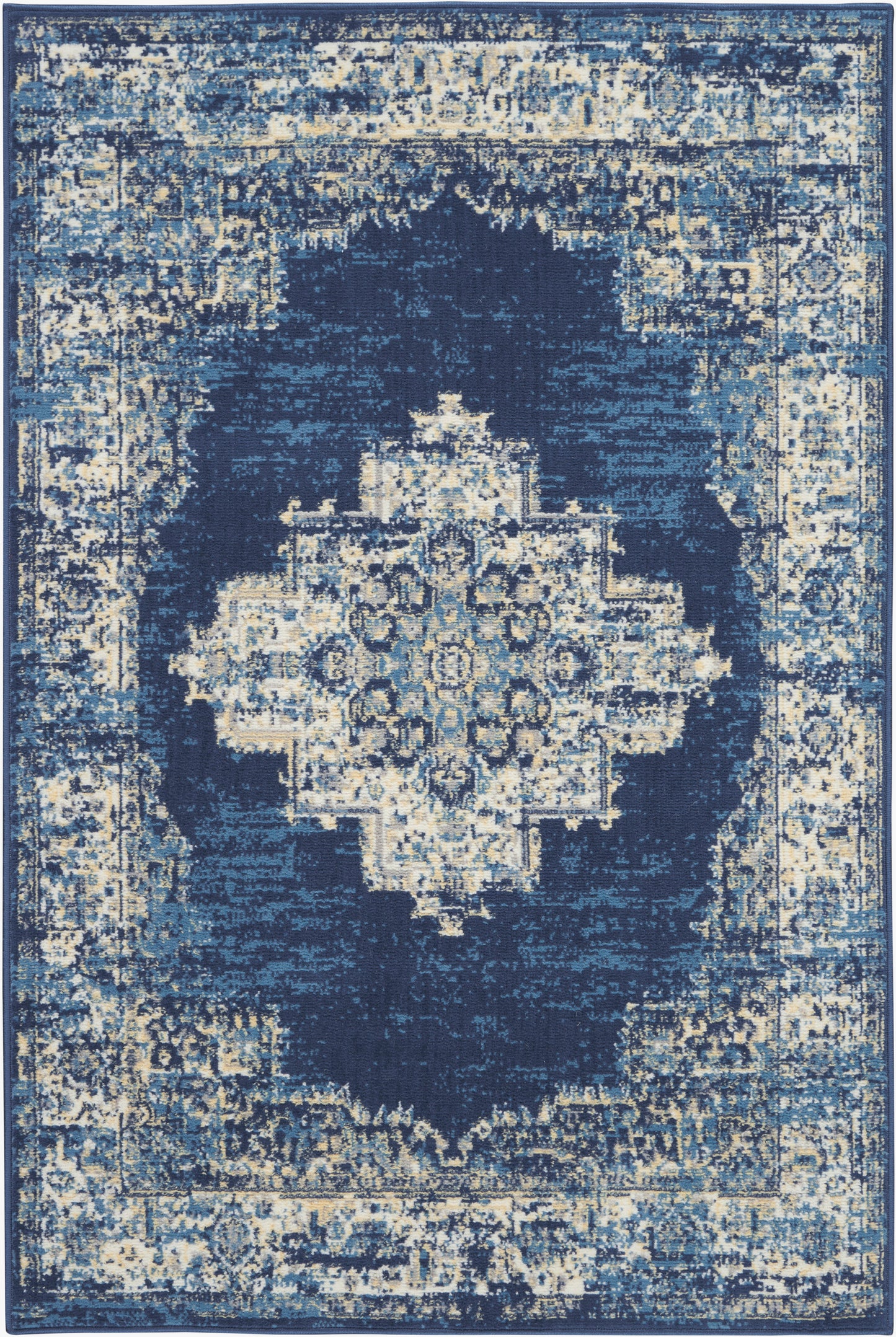 Nourison Grafix 5'3" x 7'3" Navy Blue Vintage Indoor Rug