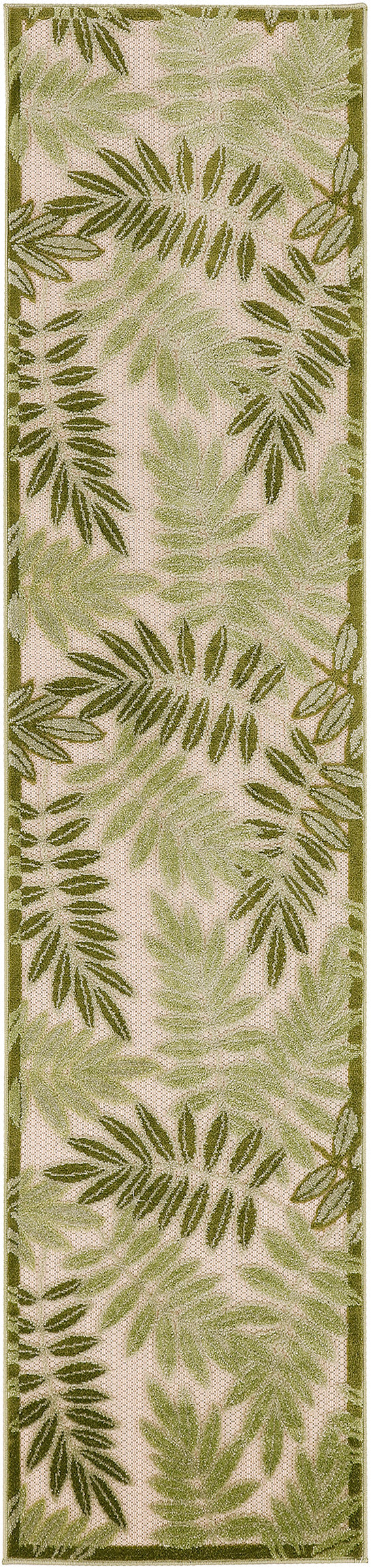 Nourison Aloha 2'3" x 8' Ivory Green Outdoor Rug