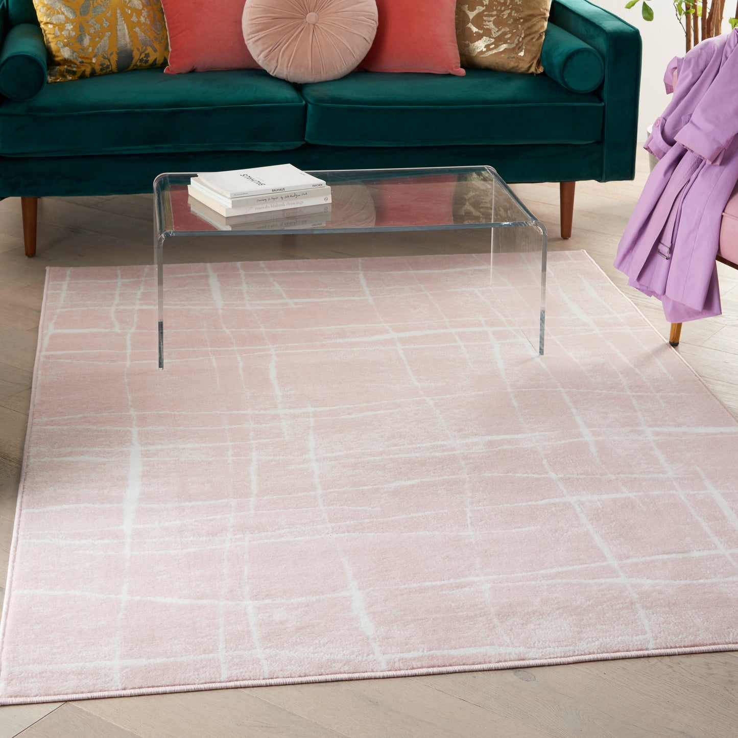Nourison Whimsicle 4' x 6' Pink Ivory Modern Indoor Rug