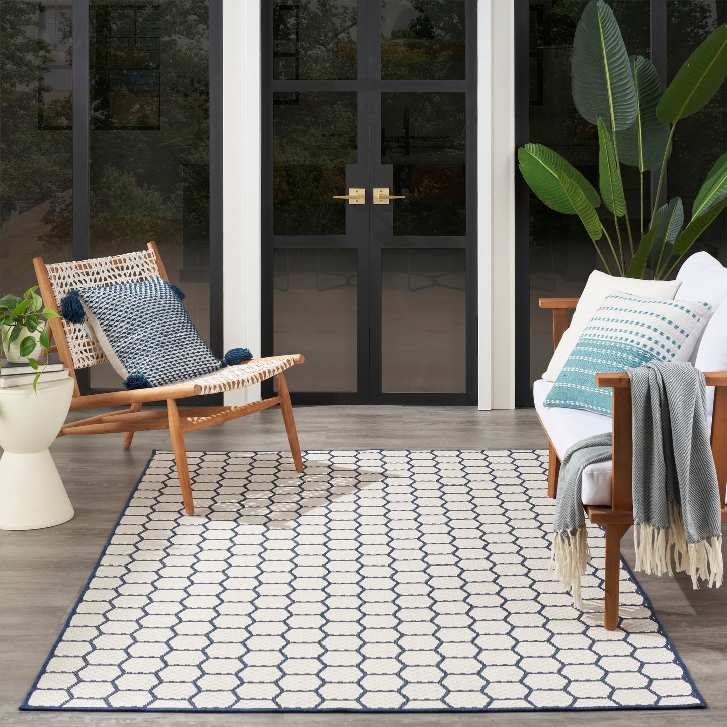 Nourison Twist Reversible 5' x 7' Navy Modern Rug