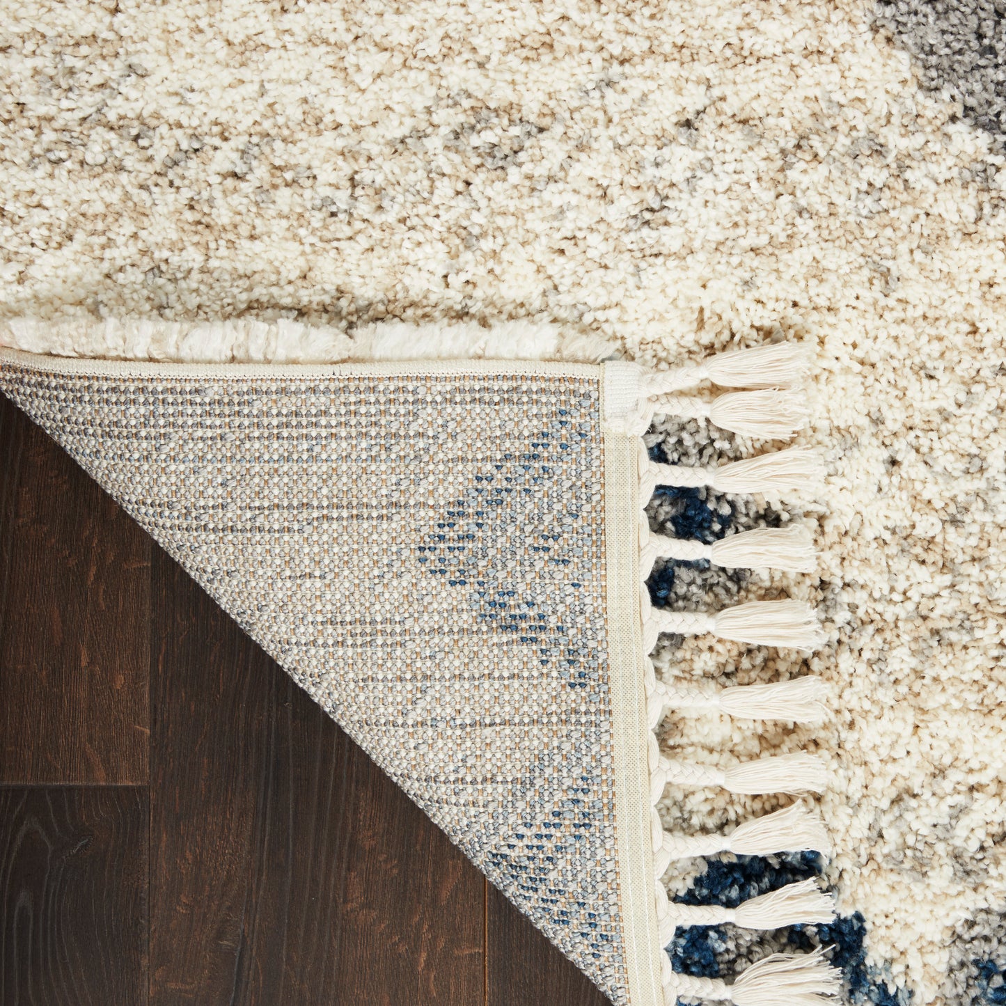 Nourison Oslo Shag 4' x 6' Ivory/Blue Shag Indoor Rug