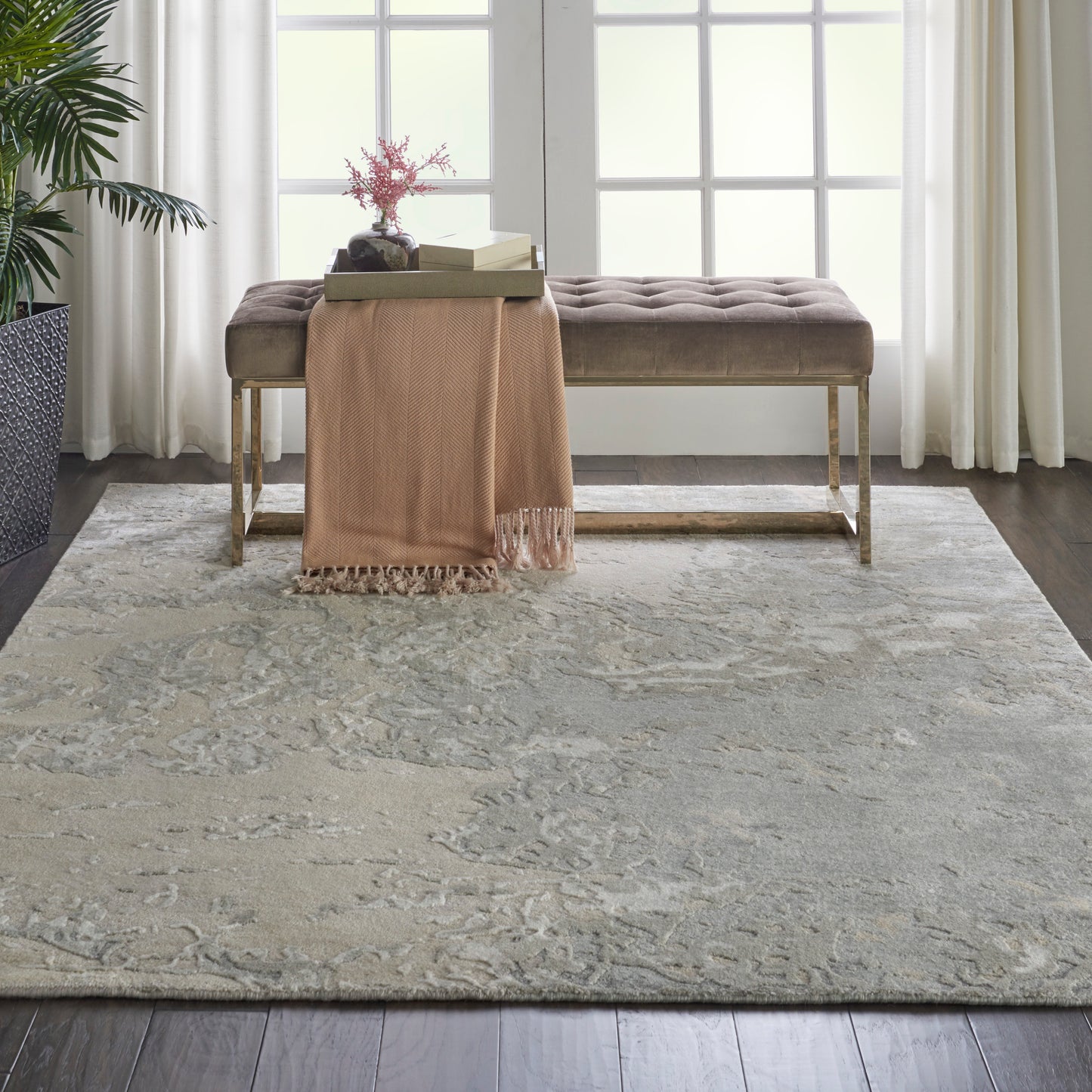 Nourison Silk Shadows 5'6" x 7'5" Sand Modern Indoor Rug