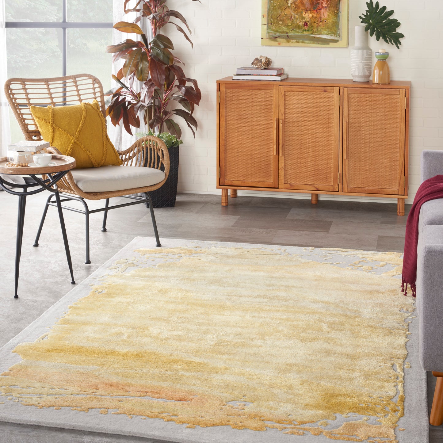 Nourison Prismatic 3'9" x 5'9" Grey Gold Modern Indoor Rug