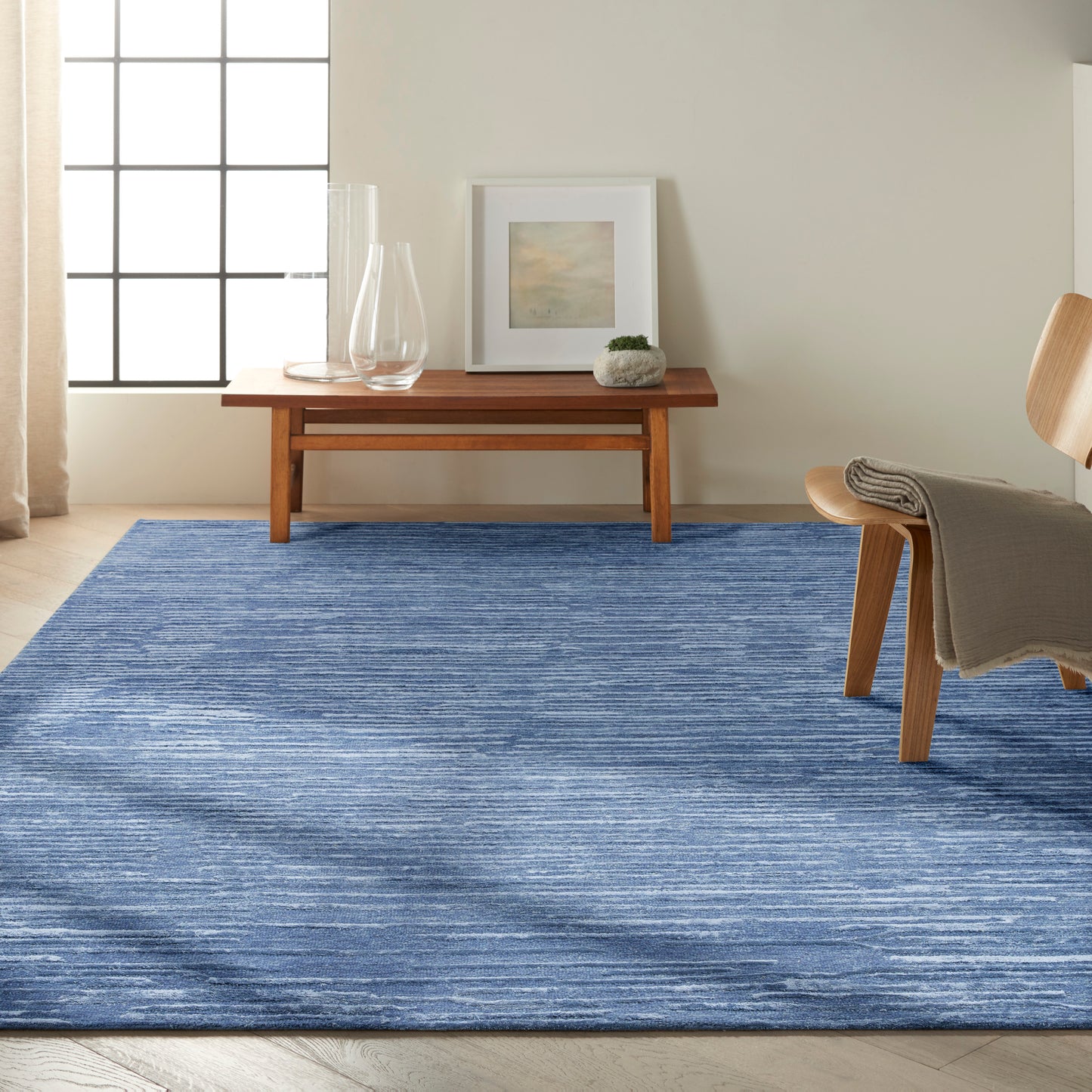 Calvin Klein CK010 Linear 7'9" x 9'9" Blue Modern Indoor Rug