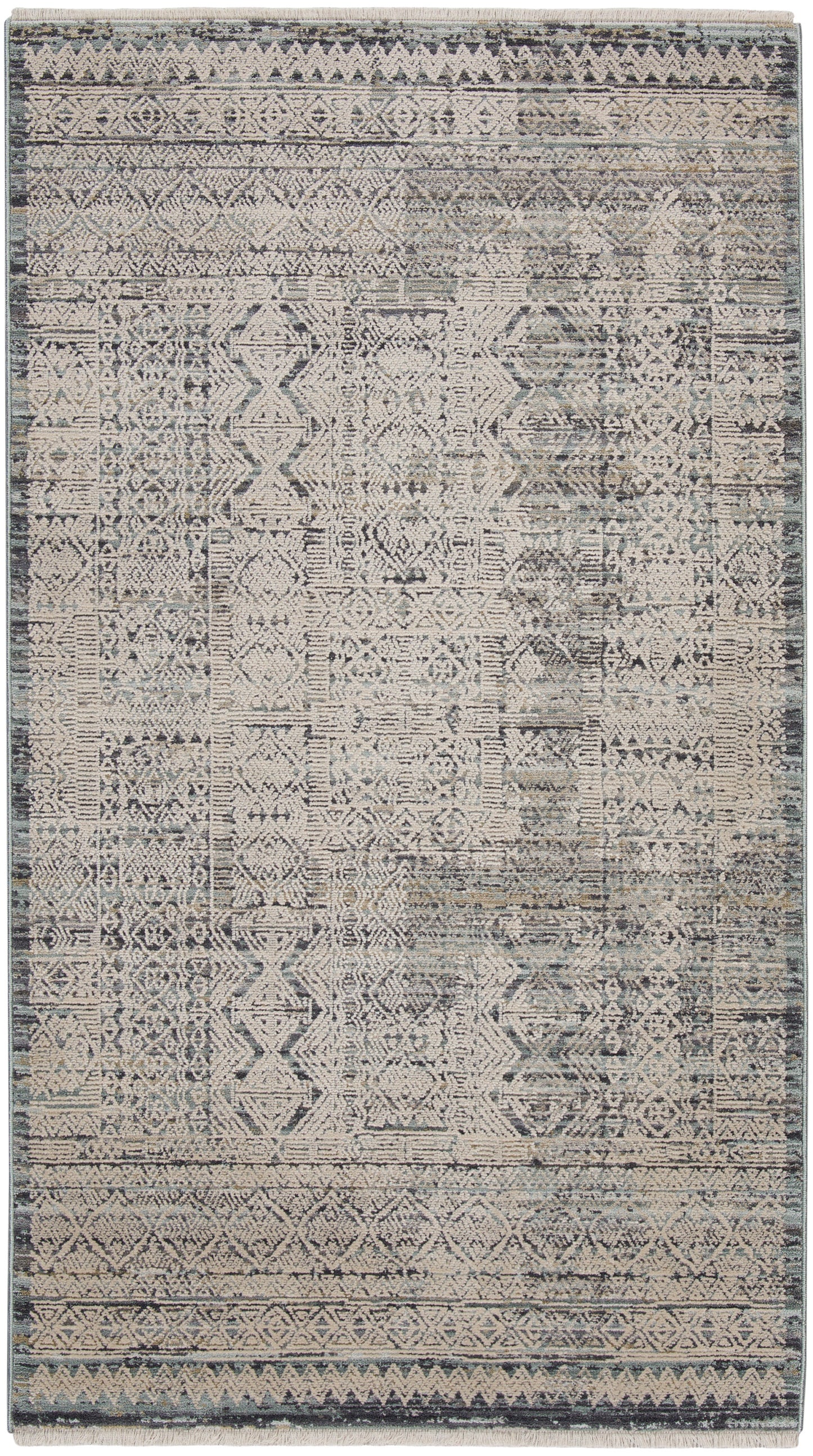 Nourison Lynx 2'6" x 4'6" Ivory Blue Vintage Indoor Rug