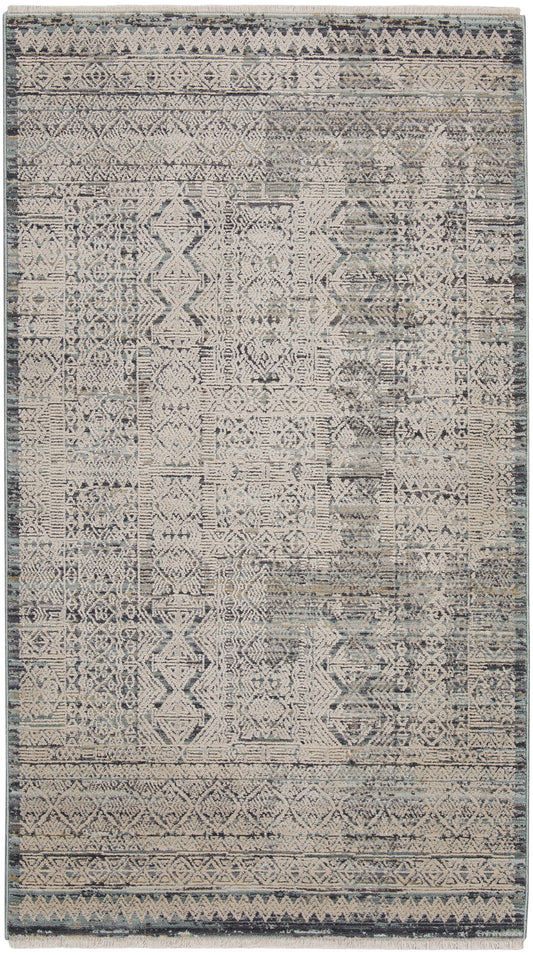 Nourison Lynx 2'6" x 4'6" Ivory Blue Vintage Indoor Rug