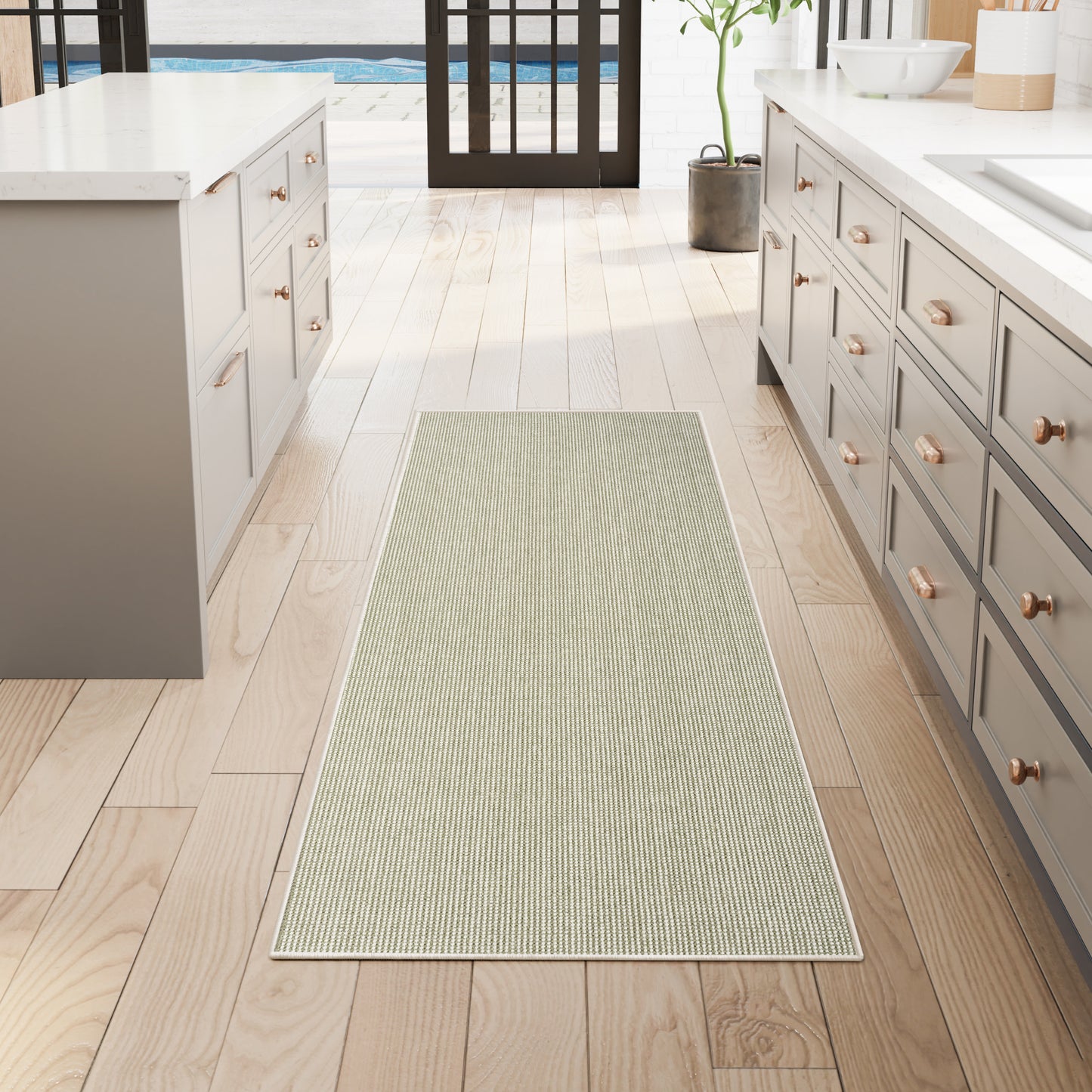 Nourison Natural Texture 2'3" x 7'6" Ivory Green Farmhouse Indoor Rug