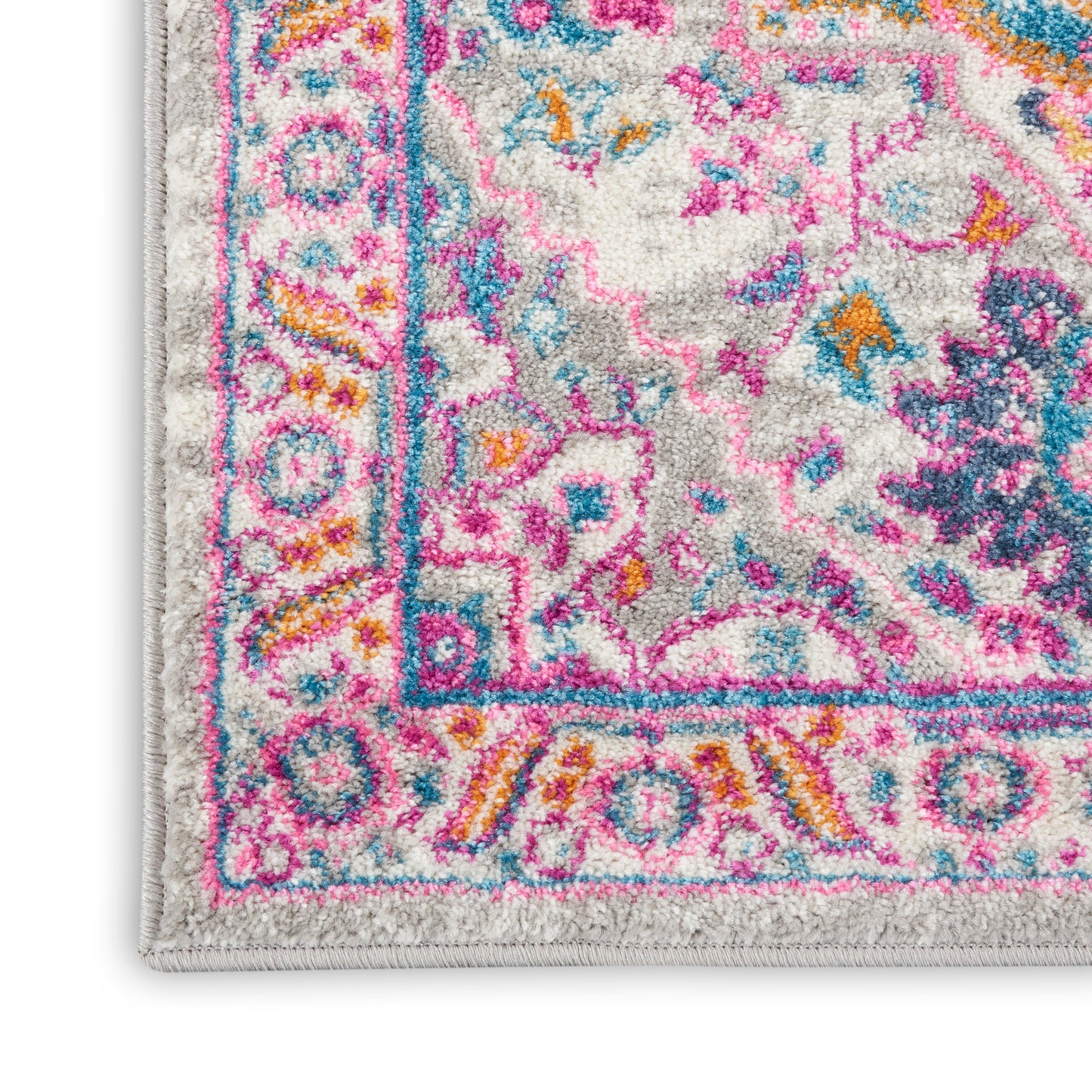 Nourison Passion 2'2" x 7'6" Light Grey/Pink Bohemian Indoor Rug