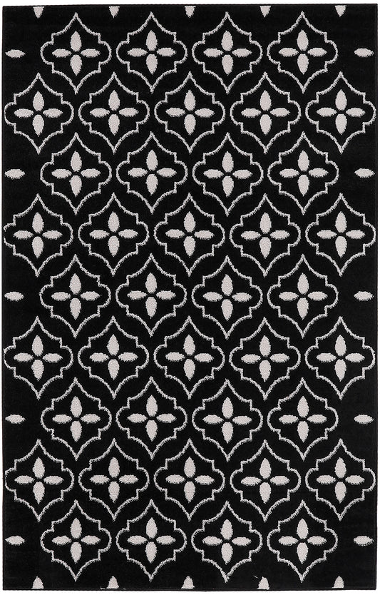 Nourison Nourison Essentials 4' x 6' Black Ivory Modern Rug