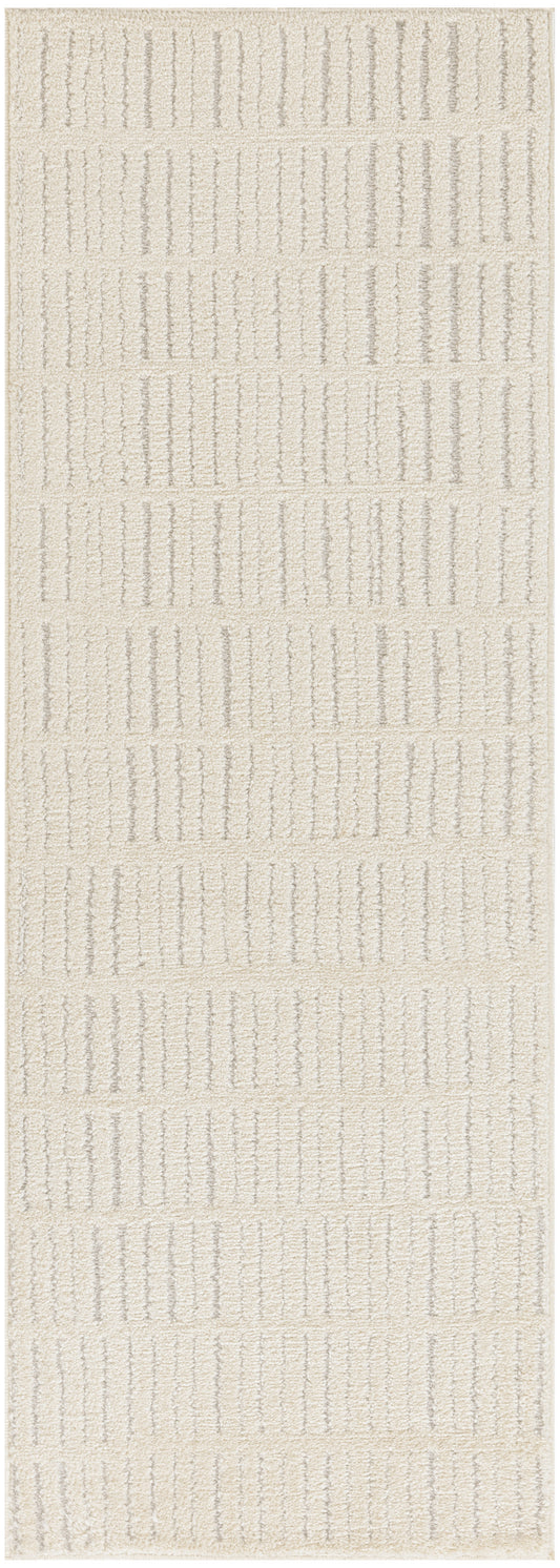 Nourison Modern Comfort 2'2" x 6' Ivory Grey Scandinavian Indoor Rug
