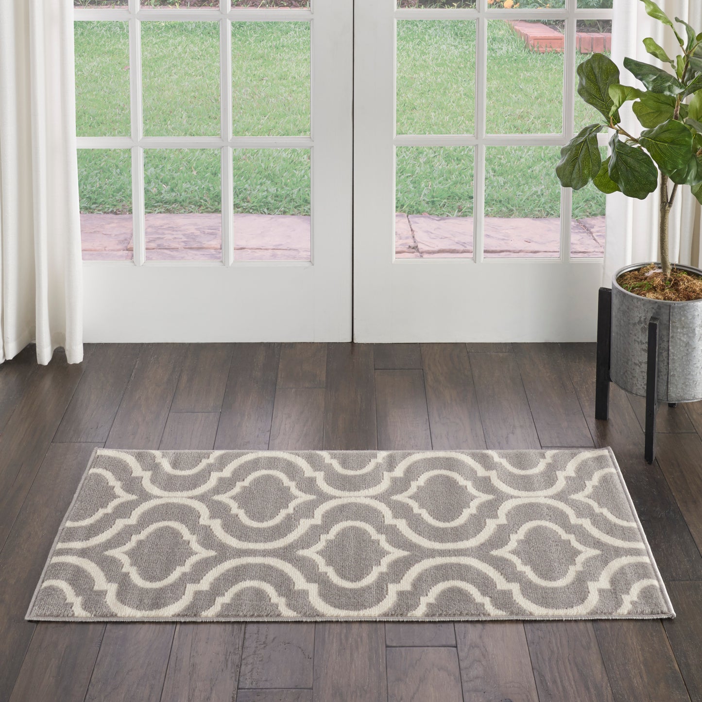 Nourison Jubilant 2' x 4' Grey Contemporary Indoor Rug
