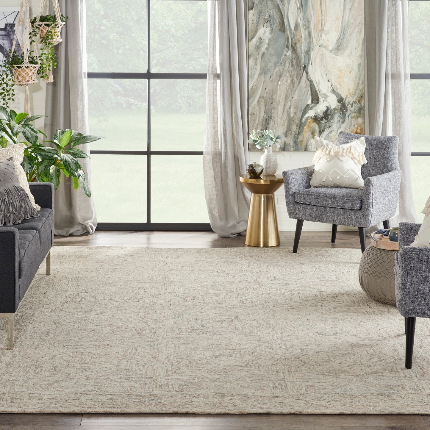 Nourison Interlock 8' x 10'6" Blue Ivory Bohemian Indoor Rug