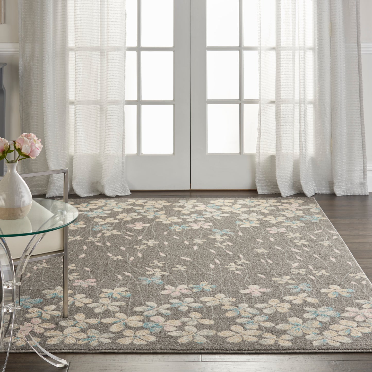 Nourison Tranquil 4' x 6' Grey Beige Contemporary Indoor Rug