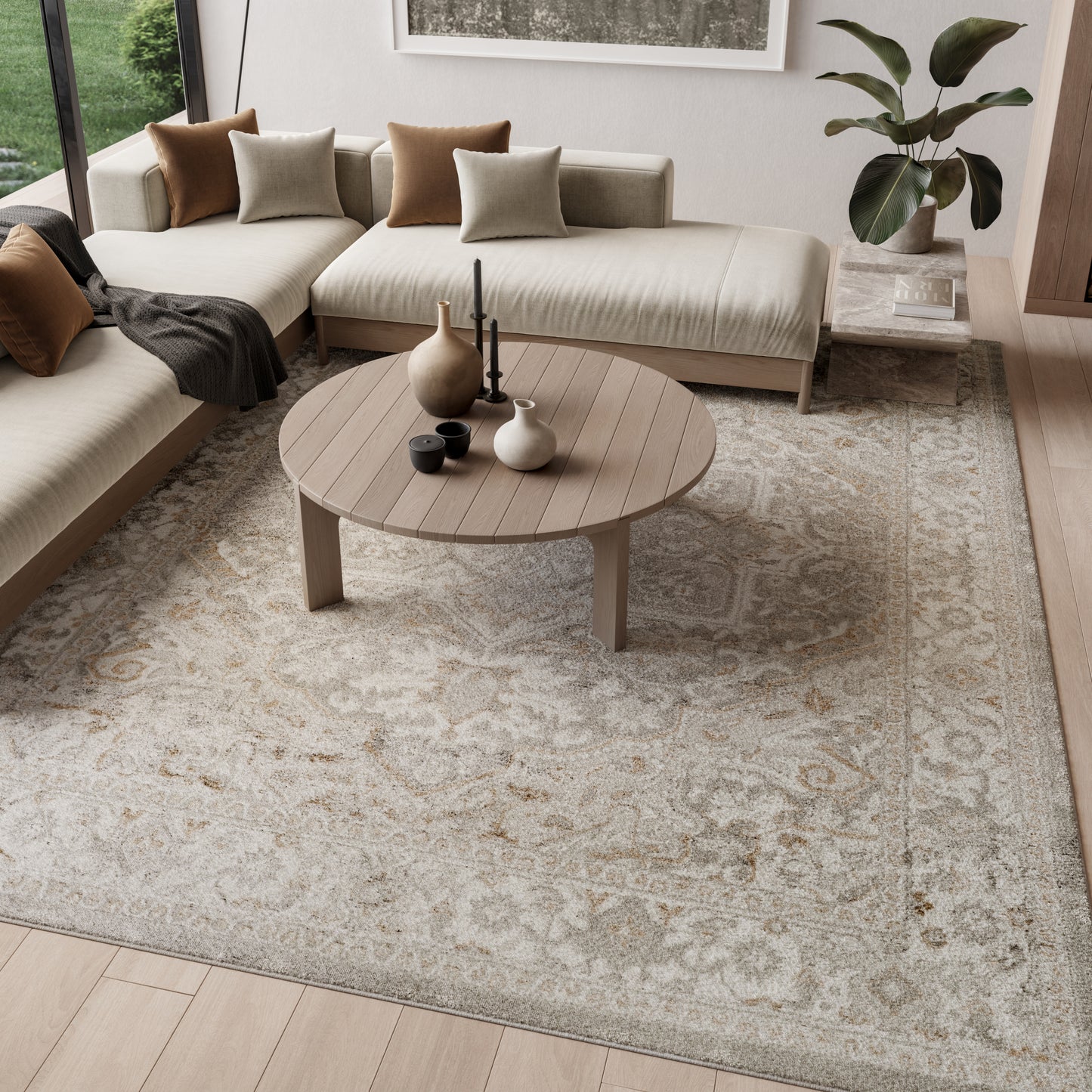 Nourison Dekor 7'10" x 9'10" Light Grey Vintage Indoor Rug
