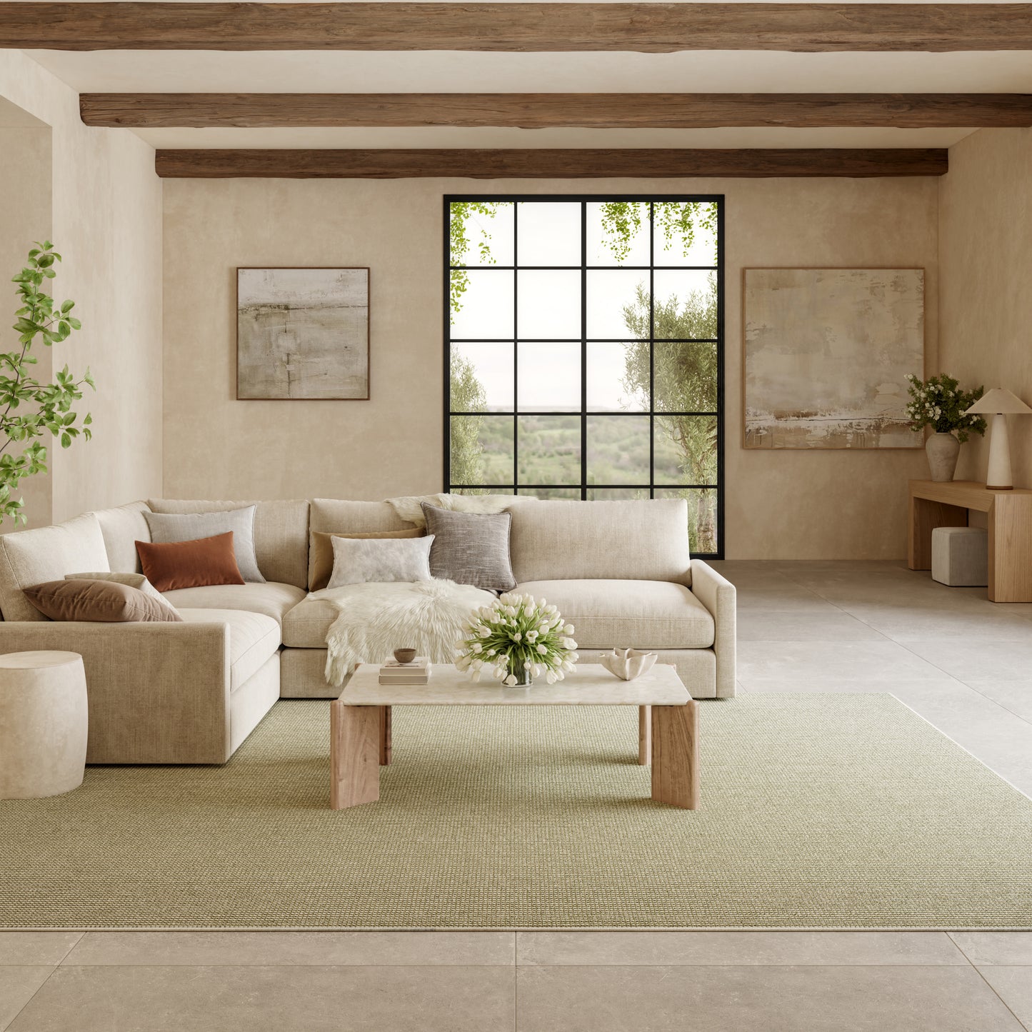 Nourison Natural Texture 5'3" x 7' Ivory Green Farmhouse Indoor Rug