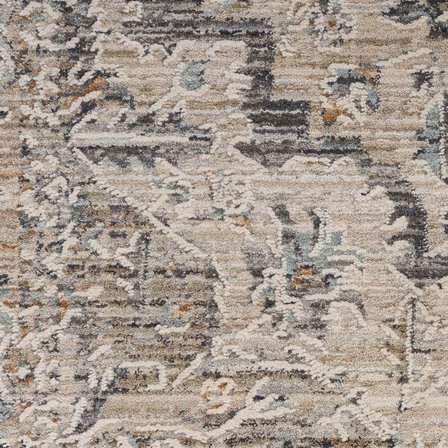 Nourison Lynx 7’10” x Round Ivory Taupe Vintage Indoor Rug