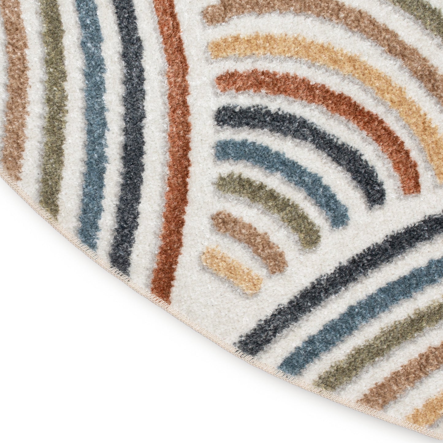 Nourison Astra Machine Washable 7'10" x Round Ivory Multicolor Mid-Century Modern Indoor Rug