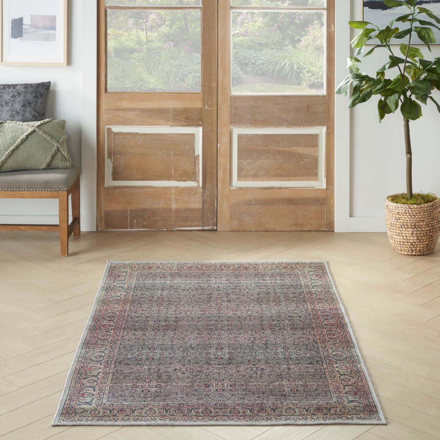 Nourison Grand Washables 4' x 6' Emerald Vintage Indoor Rug