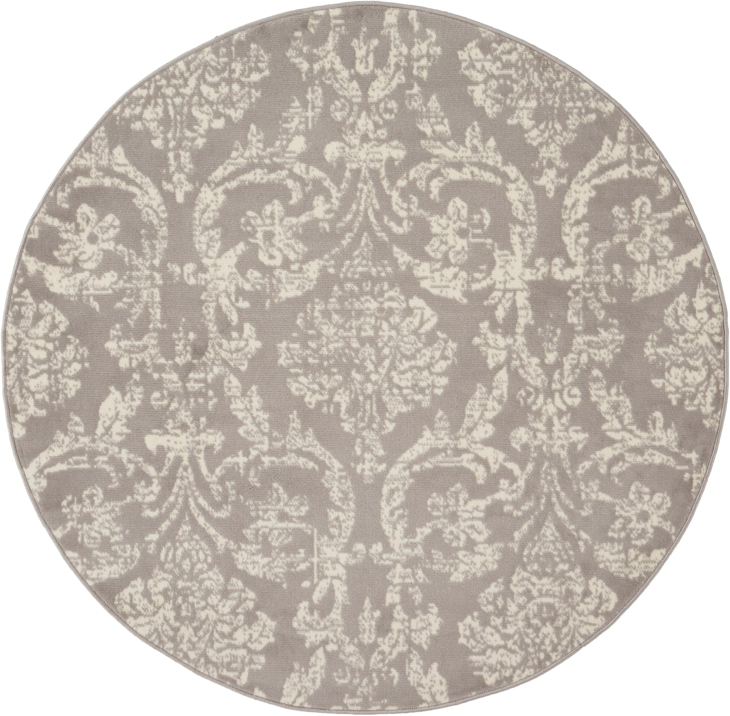 Nourison Jubilant 5'3" x Round Grey Vintage Indoor Rug