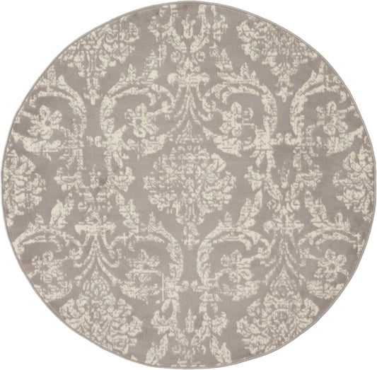 Nourison Jubilant 5'3" x Round Grey Vintage Indoor Rug