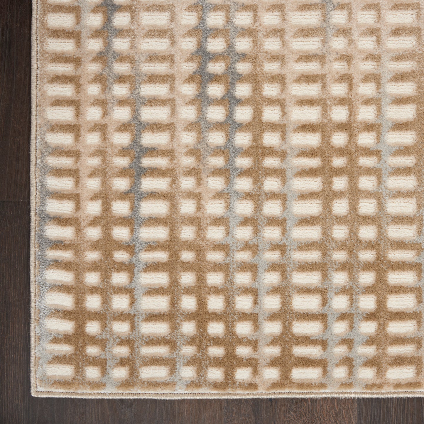 Nourison Solace 2'3" x 7'3" Beige Blue Contemporary Indoor Rug