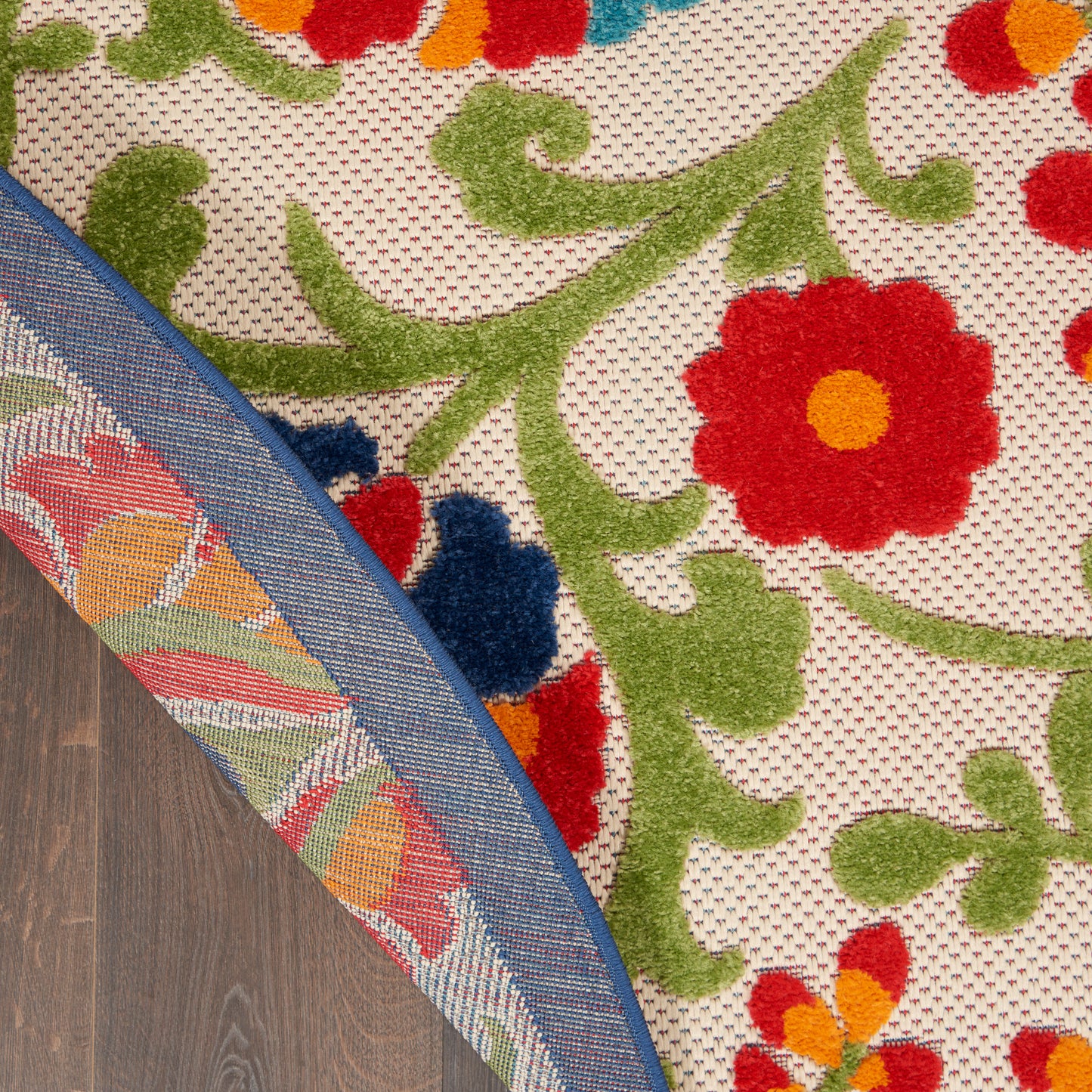 Nourison Aloha 5'3" x Round Multicolor Farmhouse Rug