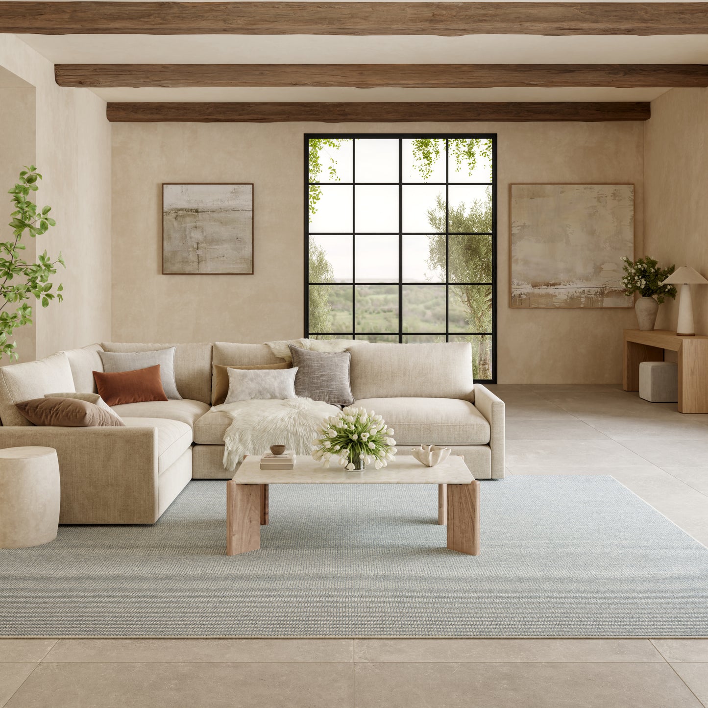 Nourison Natural Texture 7'10" x 9'10" Ivory Blue Farmhouse Indoor Rug
