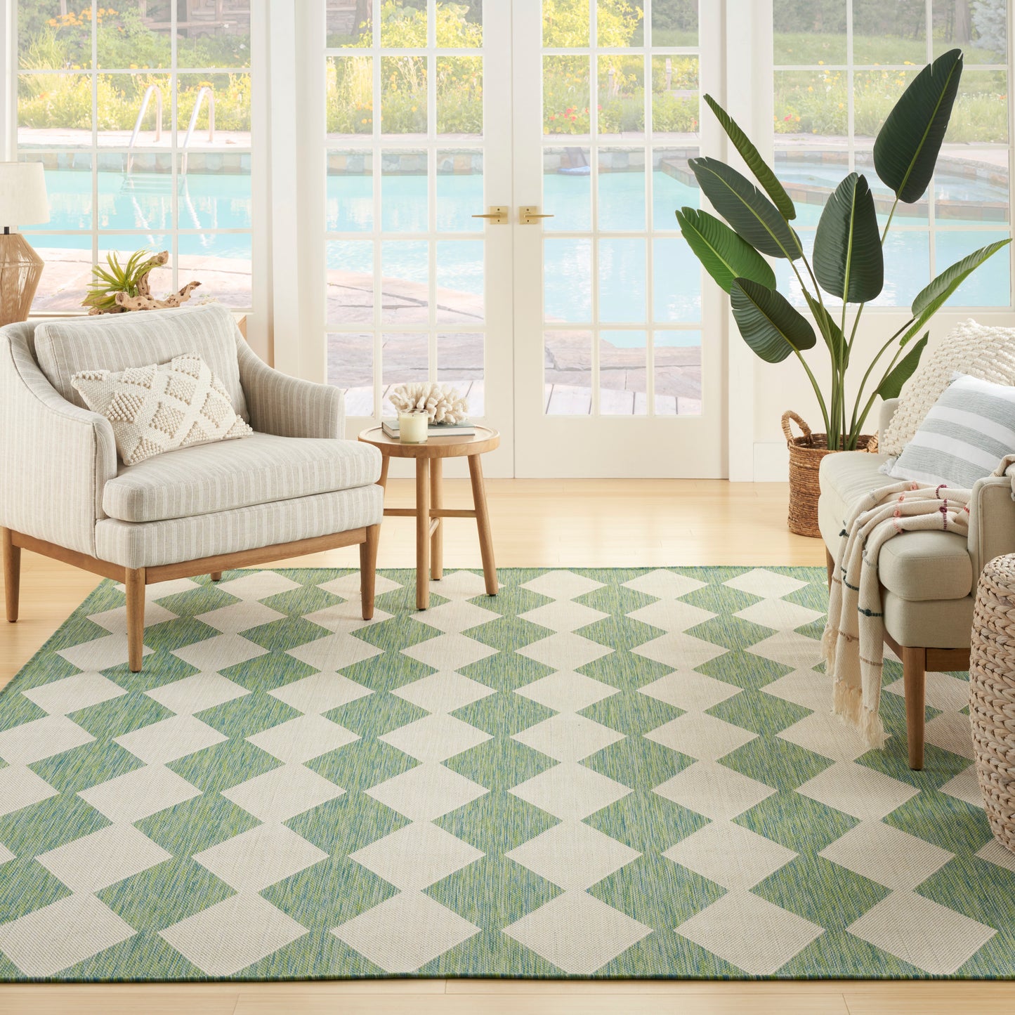 Nourison Positano 7' x 10' Blue Green Modern Rug
