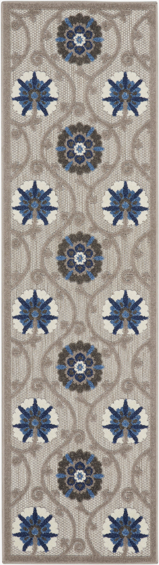 Nourison Aloha 2'3" x 10' Grey Blue Contemporary Rug