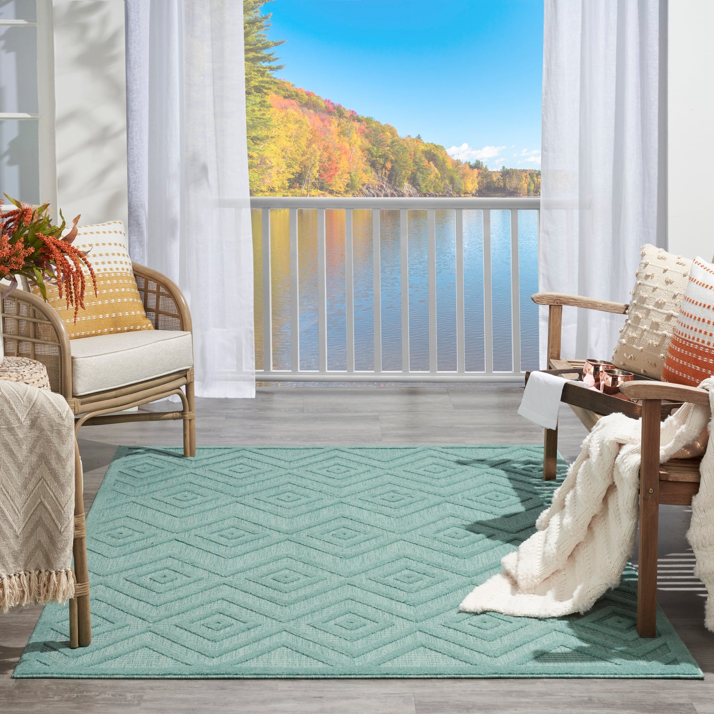 Nourison Versatile 6' x 9' Aqua Teal Modern Rug