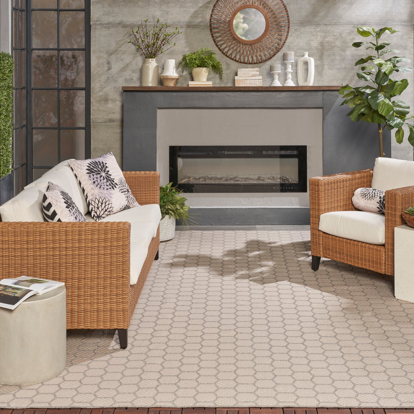 Nourison Twist Reversible 10' x 14' Grey Modern Rug
