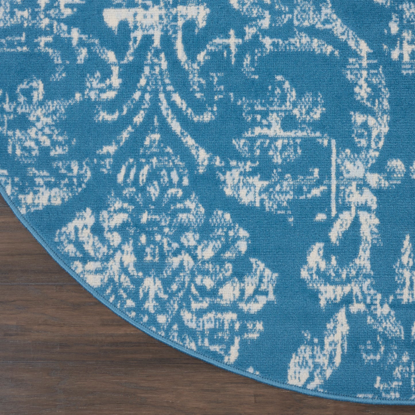 Nourison Jubilant 5'3" x Round Blue Vintage Indoor Rug