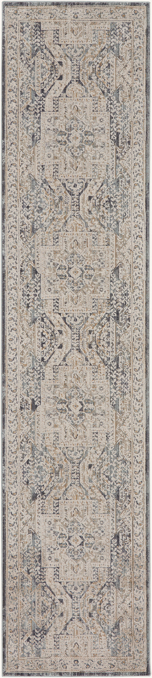 Nourison Lynx 2'3" x 12' Ivory Charcoal Vintage Indoor Rug
