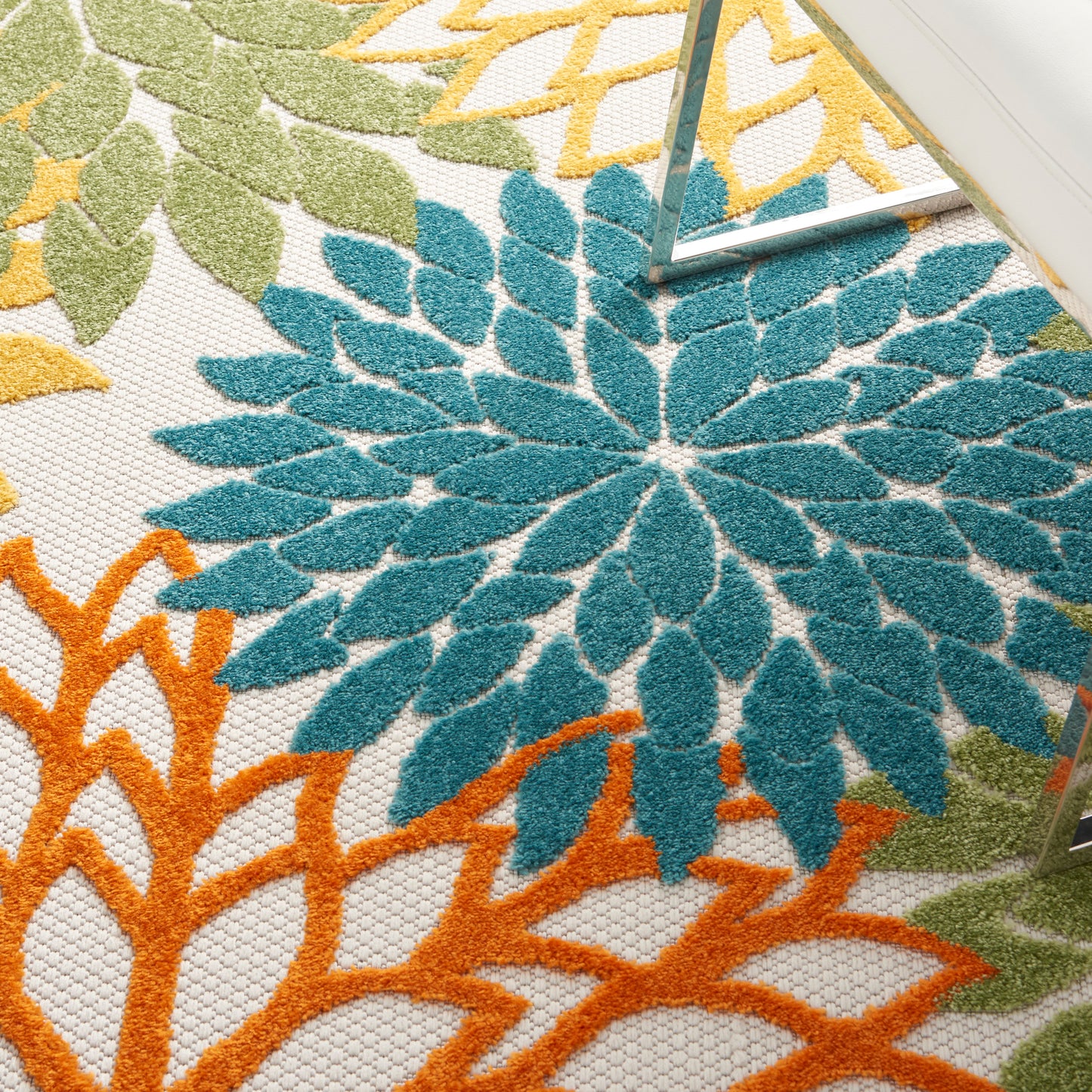 Nourison Aloha 6' x 9' Turquoise Multicolor Tropical Rug