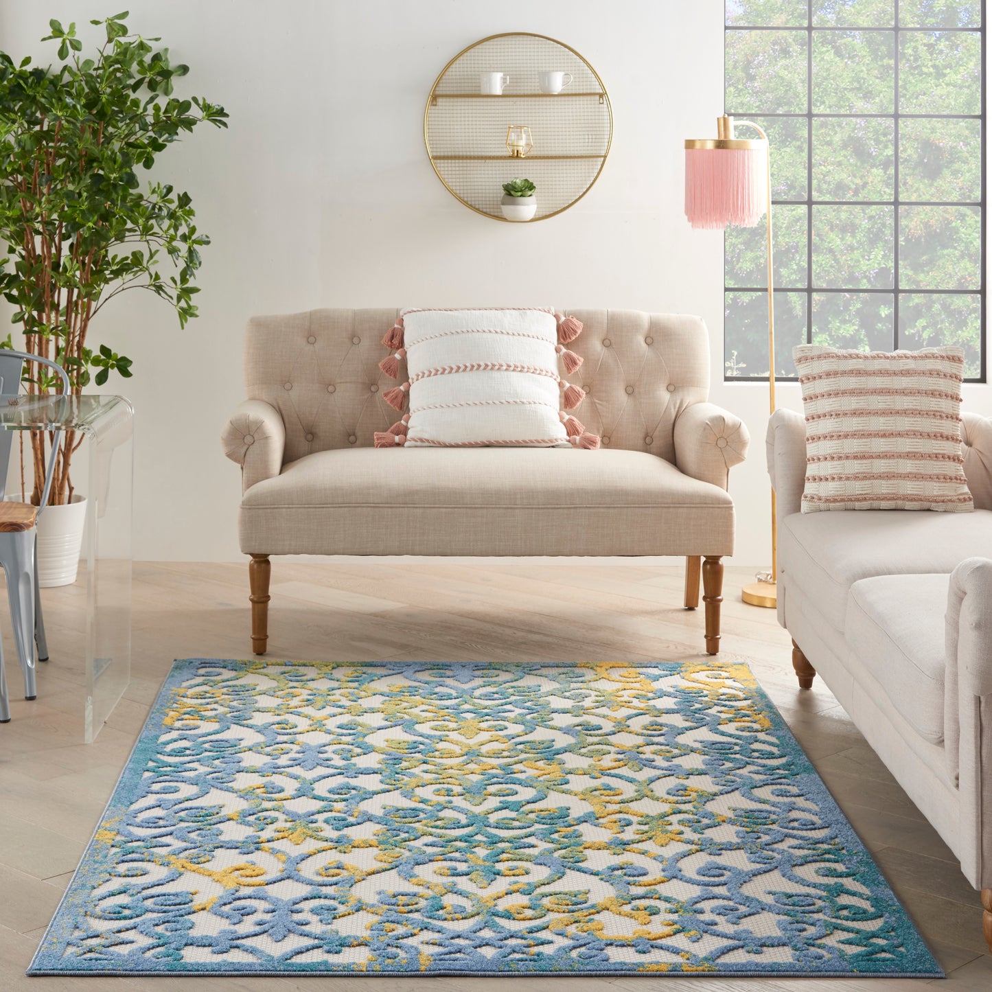 Nourison Aloha 6' x 9' Ivory Blue Contemporary Rug