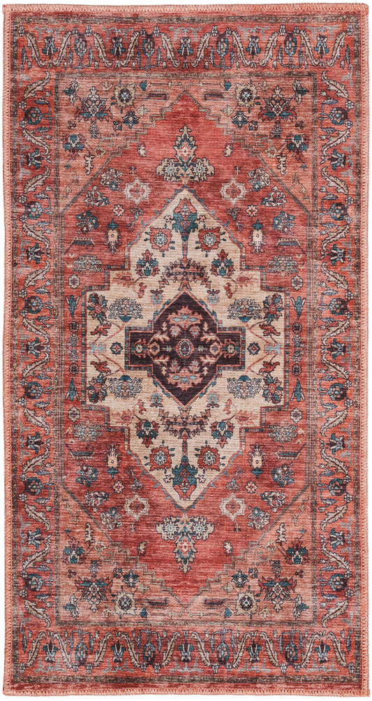 Nourison Grand Washables 2' x 3'9" Rust Multicolor Vintage Indoor Rug