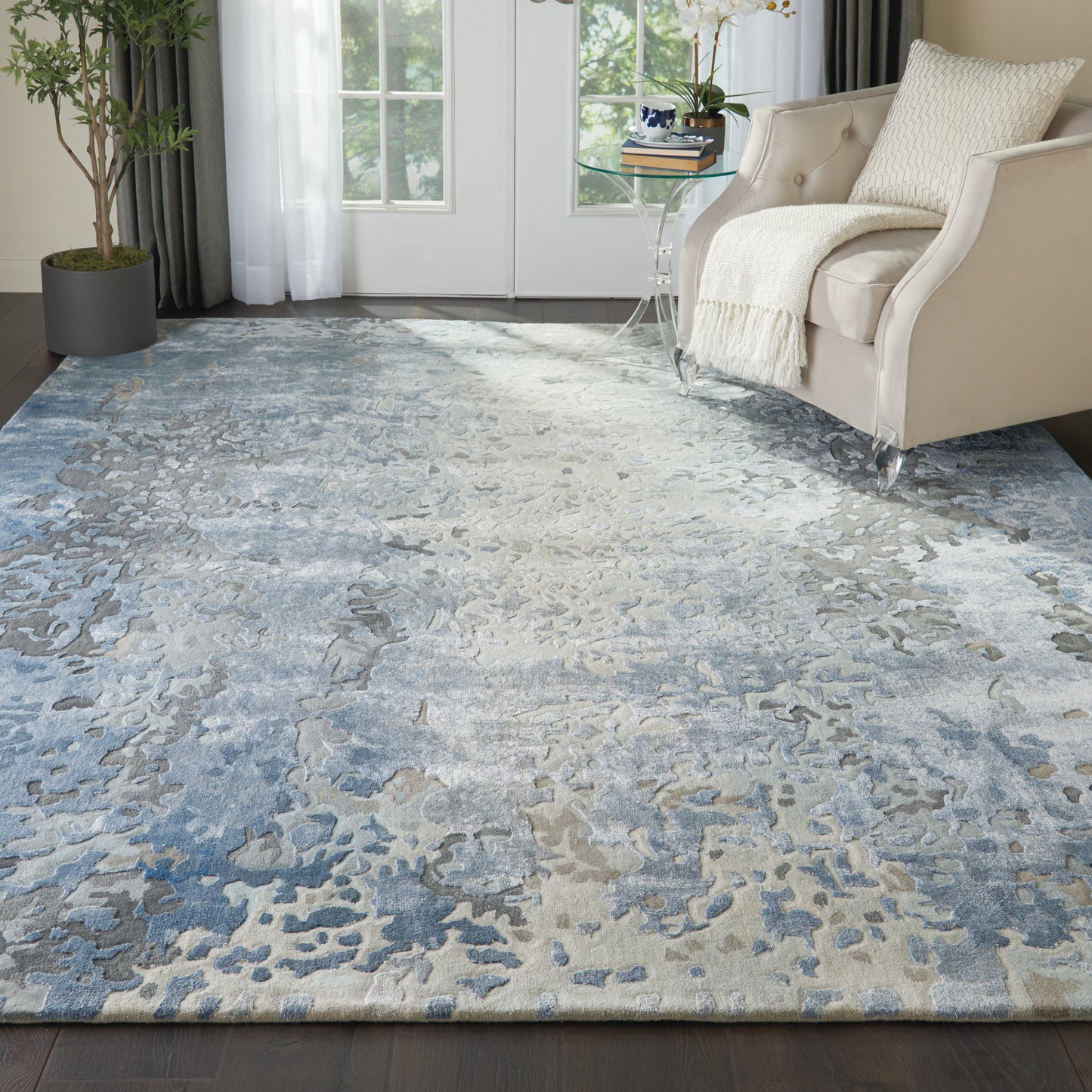 Nourison Prismatic 7'9" x 9'9" Denim Modern Indoor Rug