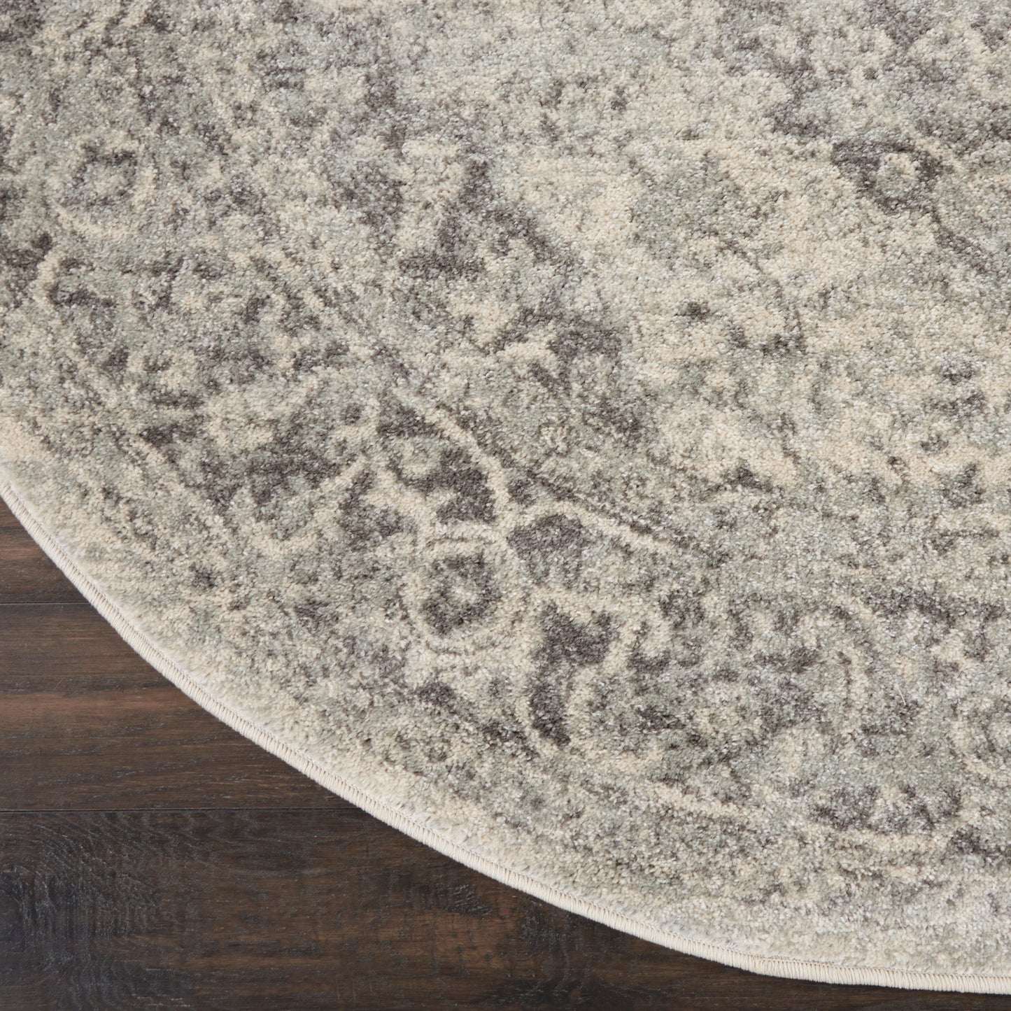 Nourison Tranquil 4' x Round Ivory/Grey Vintage Indoor Rug