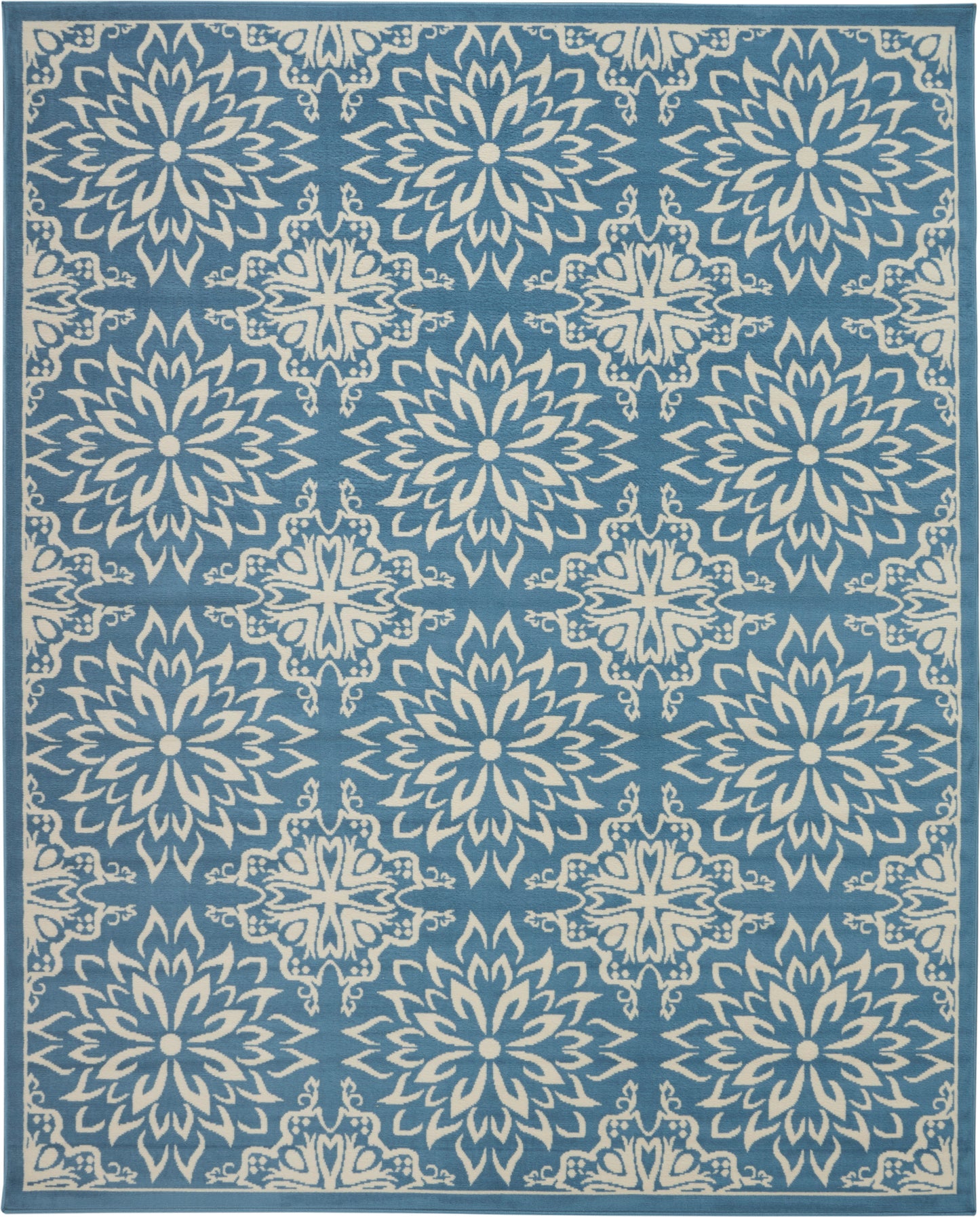Nourison Jubilant 7'10" x 9'10" Ivory Blue Farmhouse Indoor Rug