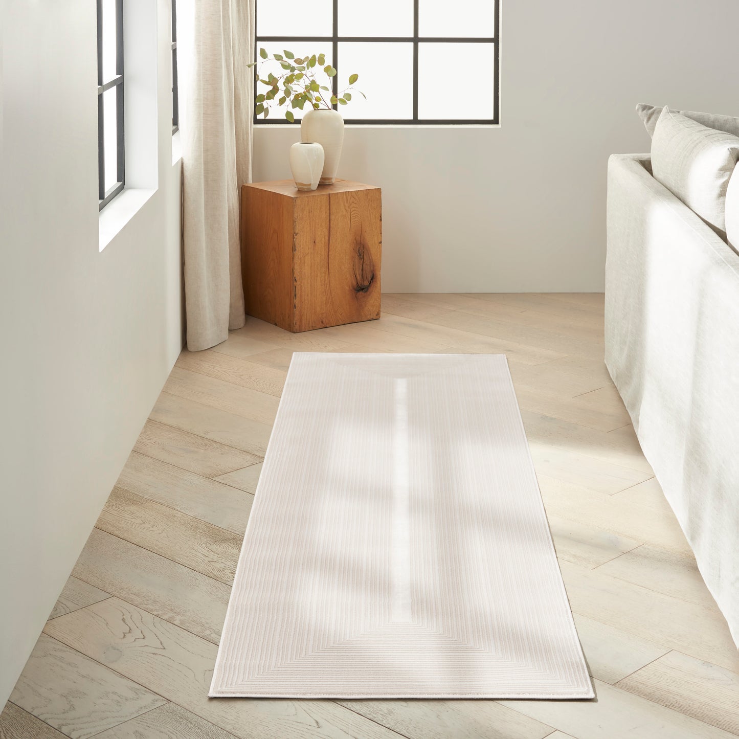 Calvin Klein CK024 Irradiant 2' x 6' Ivory Modern Indoor Rug