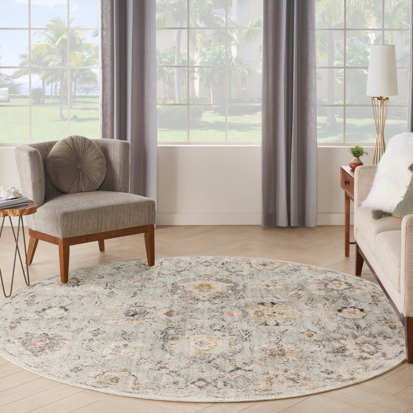 Nourison Oushak Home 7'10" x Round Mint Vintage Indoor Rug